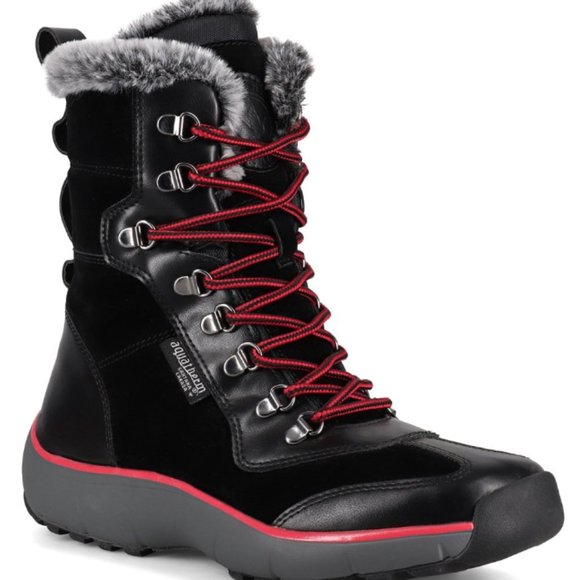 Santana Canada Black & Red Essie Waterproof Suede Boot 8 - Picture 1 of 6